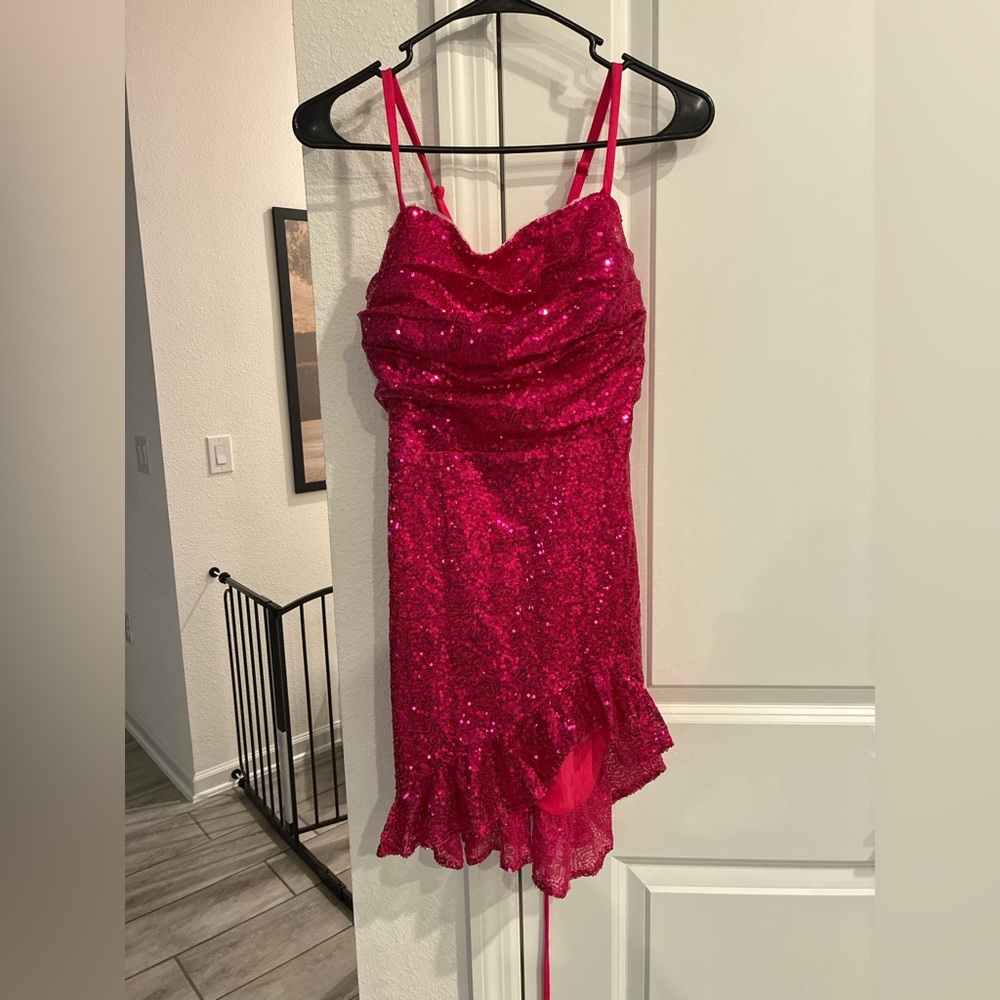 Hot Pink Sequin Mini Dress